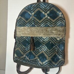 Myra Western Geometric Pattern Backpack Hide Hair Leather Tassel laptop tablet